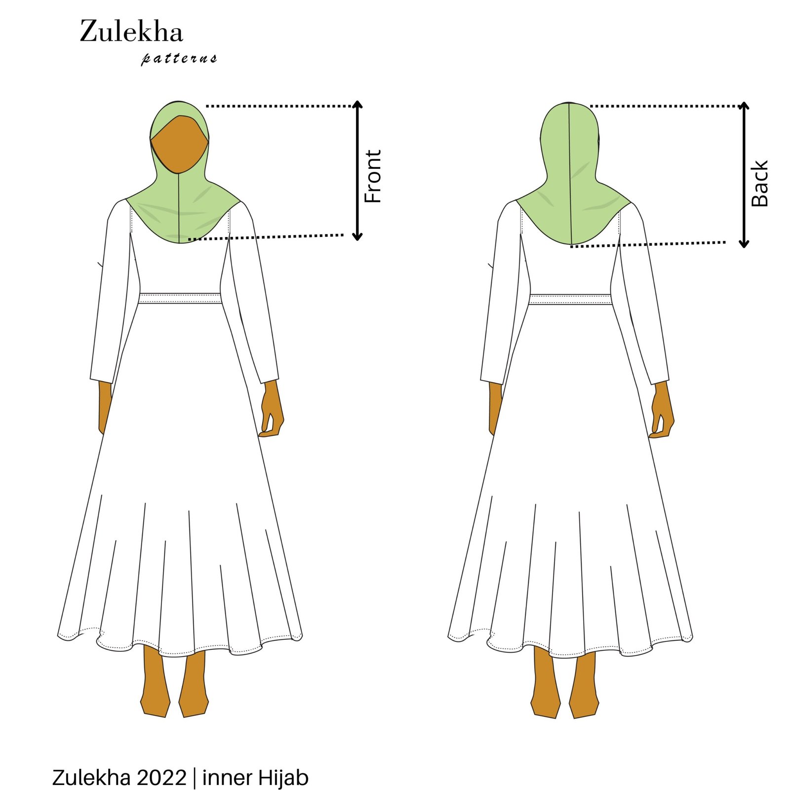 Aisha Inner (Ninja) Hijab Sewing Pattern for Muslim Women Zulekha