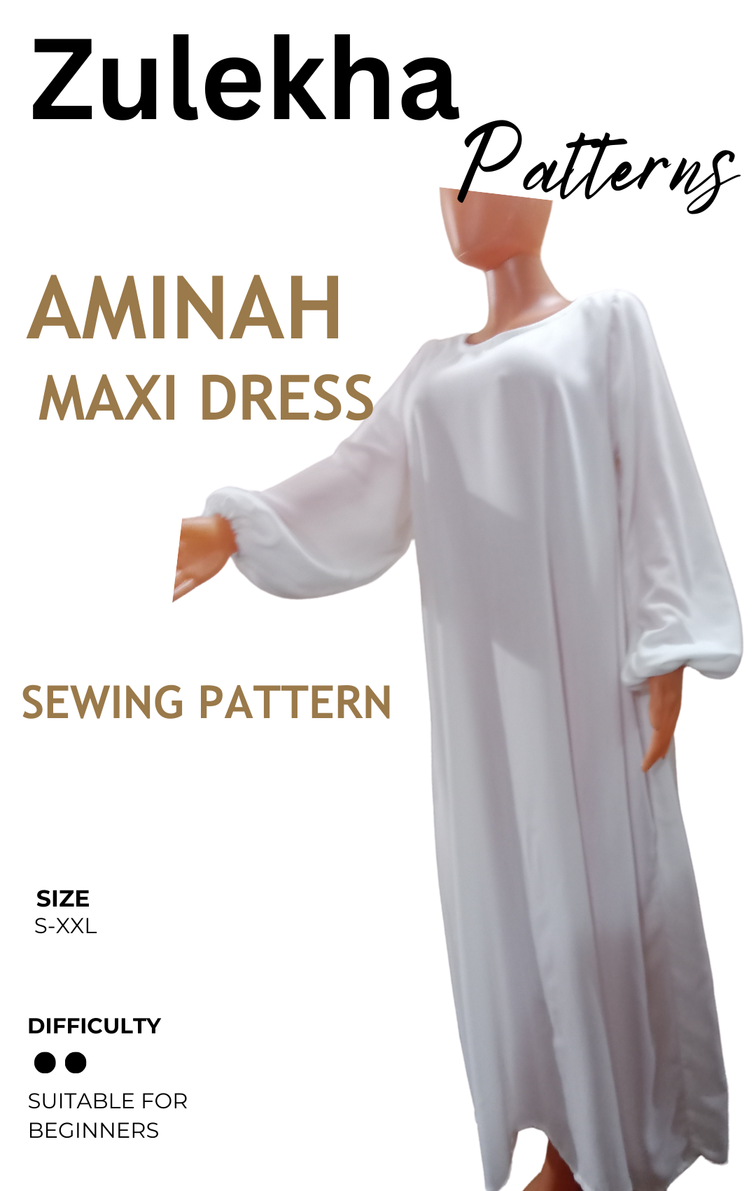 Aminah Maxi dress Sewing Pattern, Abaya-Jilbab-modest sewing pattern